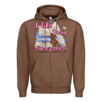 Chestnut i like them thick and spicy Zipper Hoodie - MaliasSmallBusiness