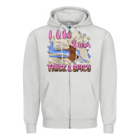 Dove Grey i like them thick and spicy Zipper Hoodie - MaliasSmallBusiness