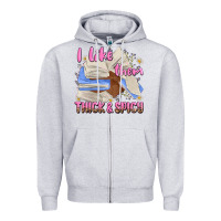 Heather Grey i like them thick and spicy Zipper Hoodie - MaliasSmallBusiness