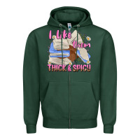 Sports Green i like them thick and spicy Zipper Hoodie - MaliasSmallBusiness