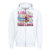 White i like them thick and spicy Zipper Hoodie - MaliasSmallBusiness