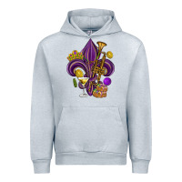 Heather Grey Fleur de lis Mardi Gras Urban Hoodie - HowdyJamesFarm