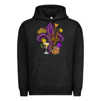Pigment Black Fleur de lis Mardi Gras Urban Hoodie - HowdyJamesFarm