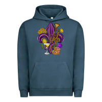 Pigment Midnight Navy Fleur de lis Mardi Gras Urban Hoodie - HowdyJamesFarm