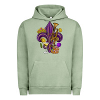 Pigment Oil Green Fleur de lis Mardi Gras Urban Hoodie - HowdyJamesFarm