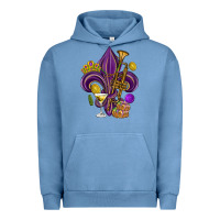 Pigment Pebble Blue Fleur de lis Mardi Gras Urban Hoodie - HowdyJamesFarm