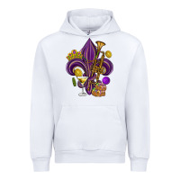 White Fleur de lis Mardi Gras Urban Hoodie - HowdyJamesFarm