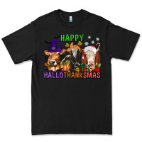 Black happy hallothanksmas with cow Premium Tee - texasbilliewilder