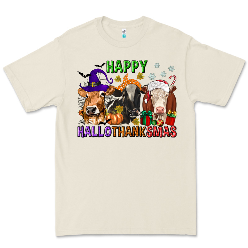 Happy Hallothanksmas With Cow Premium Tee by texasbilliewilder | Teevron