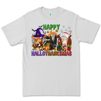 Dove Grey happy hallothanksmas with cow Premium Tee - texasbilliewilder
