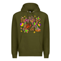 Army Green Texas Mardi Gras Premium Hoodie - NancyCooperArtShop