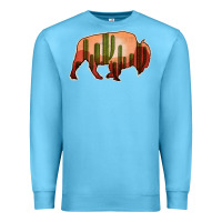 Ocean Blue Cactus Bison Silhouette Premium Sweatshirt - Bettercallsaul