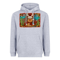 Heather Grey western christmas reindeer with background Heavyweight Hoodie - Jasminsmagicworld