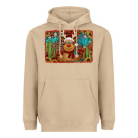 Mushroom western christmas reindeer with background Heavyweight Hoodie - Jasminsmagicworld