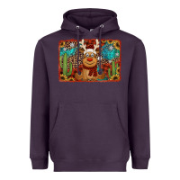 Plum western christmas reindeer with background Heavyweight Hoodie - Jasminsmagicworld