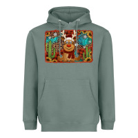Sage western christmas reindeer with background Heavyweight Hoodie - Jasminsmagicworld