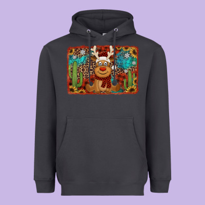 Western Christmas Reindeer With Background Heavyweight Hoodie Designed By Jasminsmagicworld