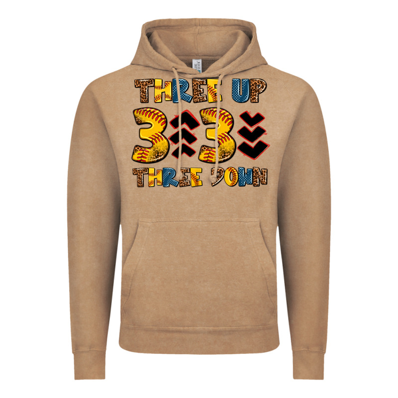 Three Up Three Down Softball Vintage Hoodie by AdoDesignShop | Teevron