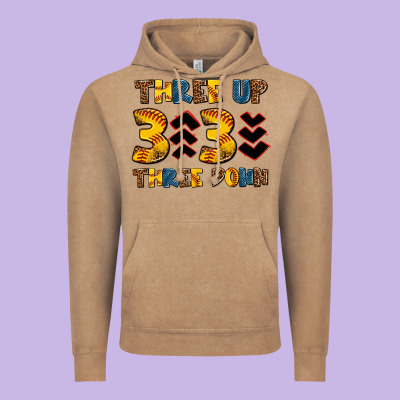 Three Up Three Down Softball Vintage Hoodie Designed By Adodesignshop