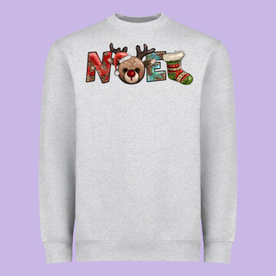 Noel With Sock And Reindeer Heavyweight Sweatshirt Designed By Adodesignshop
