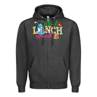 Charcoal Heather school lunch squad Zipper Hoodie - NancyCooperArtShop