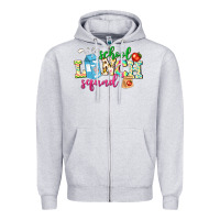 Heather Grey school lunch squad Zipper Hoodie - NancyCooperArtShop