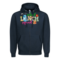 Navy school lunch squad Zipper Hoodie - NancyCooperArtShop