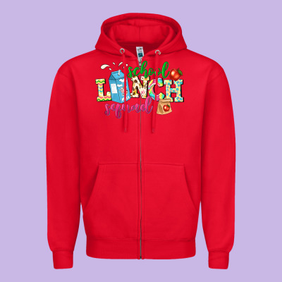 School Lunch Squad Zipper Hoodie Designed By Nancycooperartshop