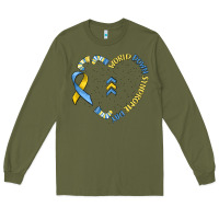 Army Green world down syndrome day Long Sleeve Tee - MaliasSmallBusiness