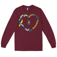 Burgundy world down syndrome day Long Sleeve Tee - MaliasSmallBusiness