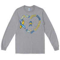 Heather Grey world down syndrome day Long Sleeve Tee - MaliasSmallBusiness