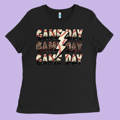 Game Day Game Day Baseball Lightning Bolt Ladies Tee Designed By Zillion Design Studio