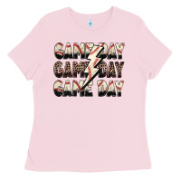 Bubblegum Pink game day game day baseball lightning bolt Ladies Tee - Zillion Design Studio