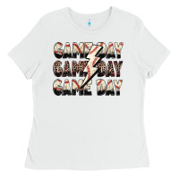 White game day game day baseball lightning bolt Ladies Tee - Zillion Design Studio