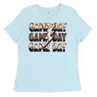 Baby Blue game day game day baseball lightning bolt Ladies Tee - Zillion Design Studio