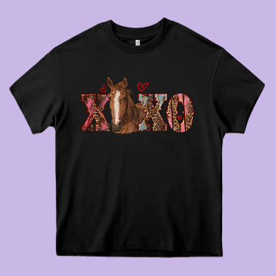 Xoxo Horse Heavy Core Tee Designed By Ranaportraitstore