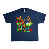 Navy mexican tequila margarita and maracas Urban Heavy Tee - AdoDesignShop