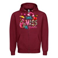 Burgundy little miss sixth grade Zipper Hoodie - NancyCooperArtShop