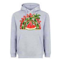 Heather Grey watermelon slice  rainbow Heavyweight Hoodie - BarkalooDesign