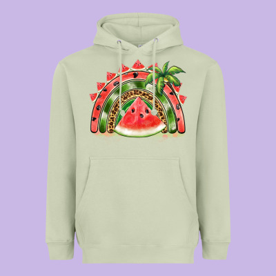 Watermelon Slice  Rainbow Heavyweight Hoodie Designed By Barkaloodesign