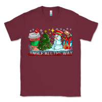 Burgundy Jingle All The Way Classic Tee - CowhideDigitalArt