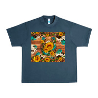 Midnight Navy sunflower gemstone leopard cowhide horseshoe Urban Heavy Tee - Artiststas