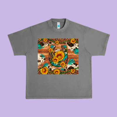 Sunflower Gemstone Leopard Cowhide Horseshoe Urban Heavy Tee Designed By Artiststas