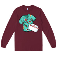 Burgundy custom name nurse scrubs   font easter risen Long Sleeve Tee - MaliasSmallBusiness