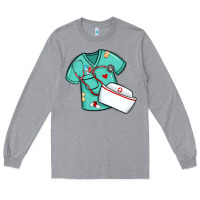 Heather Grey custom name nurse scrubs   font easter risen Long Sleeve Tee - MaliasSmallBusiness