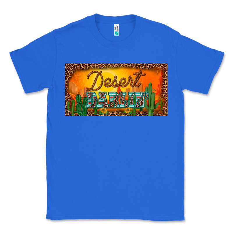 Western Desert Darlin Sunset Cactus Leopard Serape   License Plate Tem Classic Tee by BarkalooDesign | Teevron
