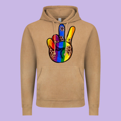 Pride Leopard Peace Hand Vintage Hoodie Designed By Jahusdesignshop