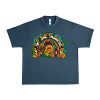 Midnight Navy sunflower gemstone leopard cowhide horseshoe rainbow Urban Heavy Tee - Artiststas