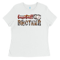White baseball brother with leopard Ladies Tee - texasbilliewilder