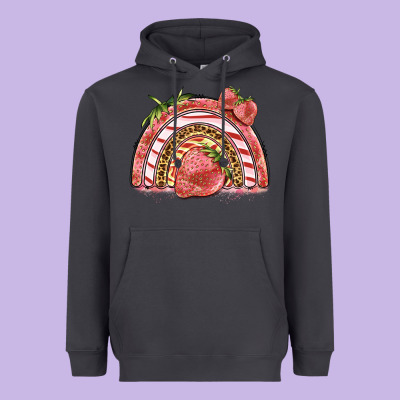Strawberry Rainbow Heavyweight Hoodie Designed By Barkaloodesign